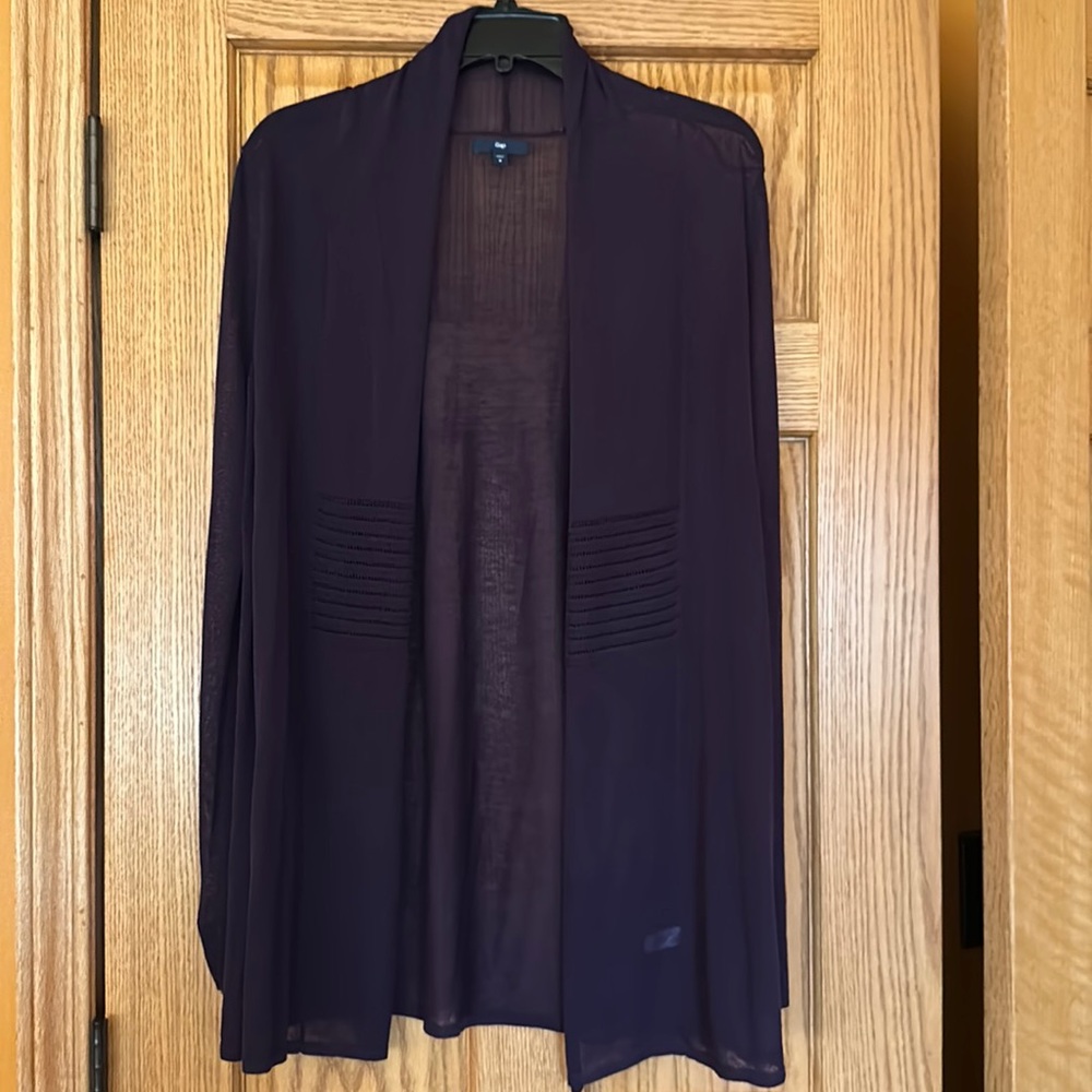 Gap lightweight cardigan in eggplant.  Size M